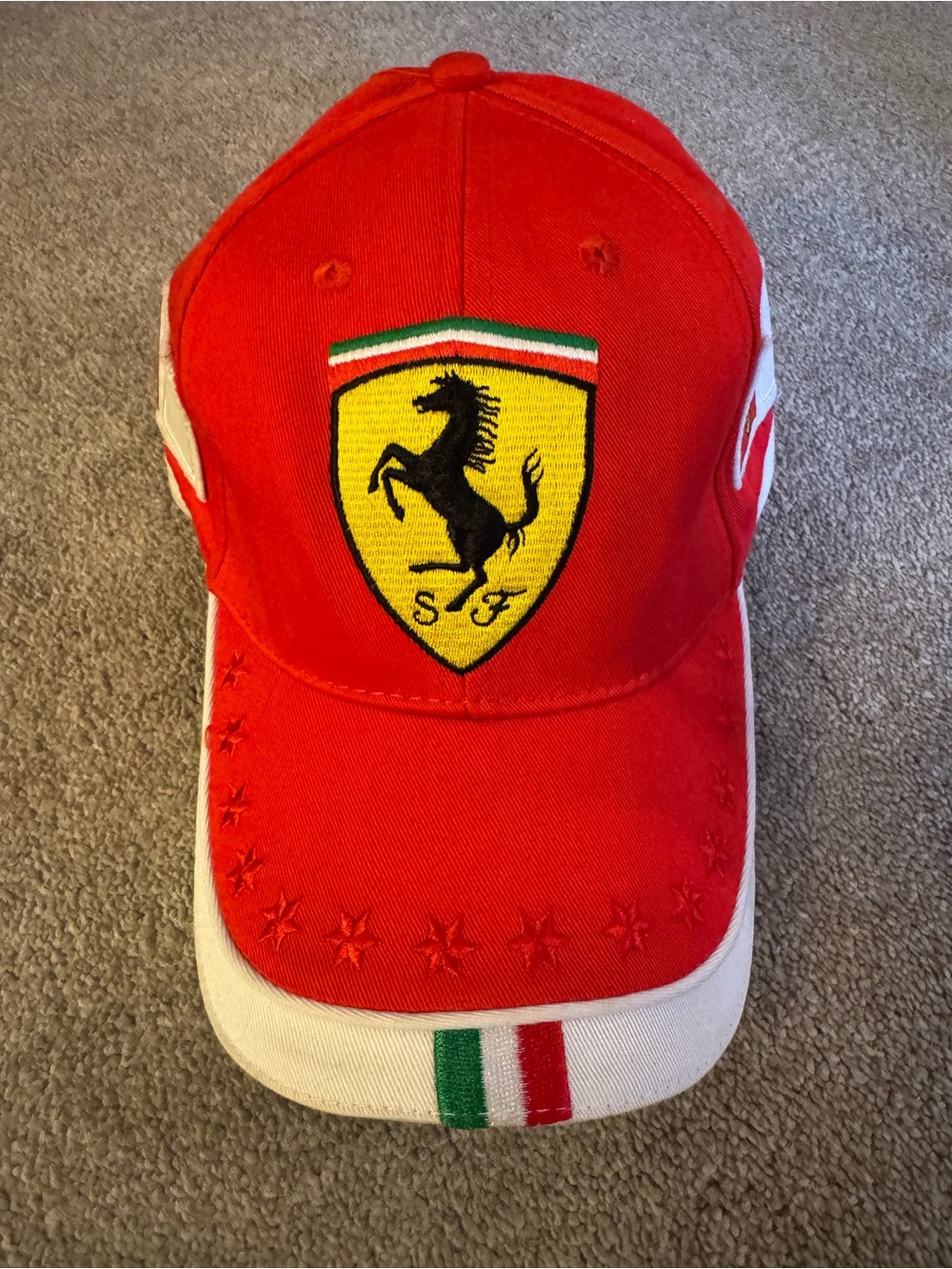 Ferrari Official Product Red & White Adjustable Baseball Cap One Size